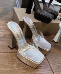 CAO GÓT ĐẾ ĐÚP QUAI NGANG TRONG SUỐT MỀM ÊM CHÂN CAO 12CM