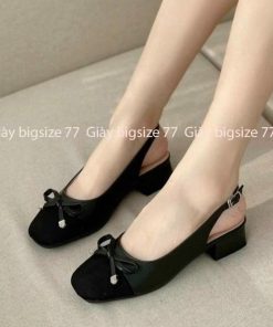Giày slingback mũi vuông nơ bướm