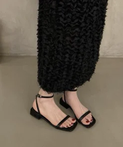Sandal nữ cao 3cm và 5cm - sandal cao got hậu chéo basic đơn giản dễ mang giày đế vuông guốc