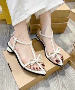 Alternative view of Dép Sandal- Dép Cao Gót 3cm Phối Nơ Mũi Nhọn Hot 2026