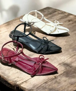 Dép Sandal- Dép Cao Gót 3cm Phối Nơ Mũi Nhọn Hot 2026